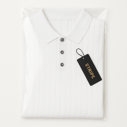 Stripe Knit Polo Shirt